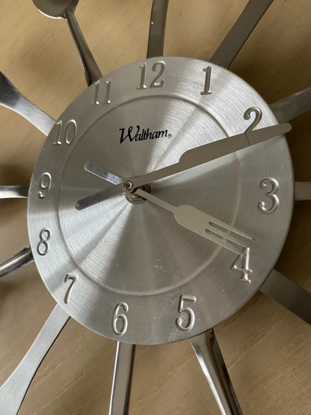 Silver Waltham Retro 15” Utensil Decorative Kitchen Wall Clock